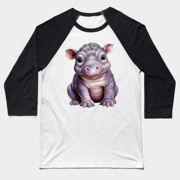 Baby Hippo Baseball T-Shirt by Chromatic Fusion Studio